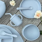 Mugg med sugrör silikon cloud blue