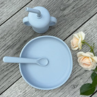Mugg med sugrör silikon cloud blue