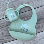 Cup with straw silicone cameo green ocean