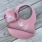 Cup with straw silicone dusty rose ocean