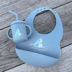 Cup with straw silicone stone blue ocean