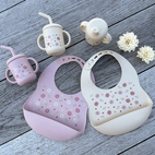 Cup with straw silicone sandshell flowers