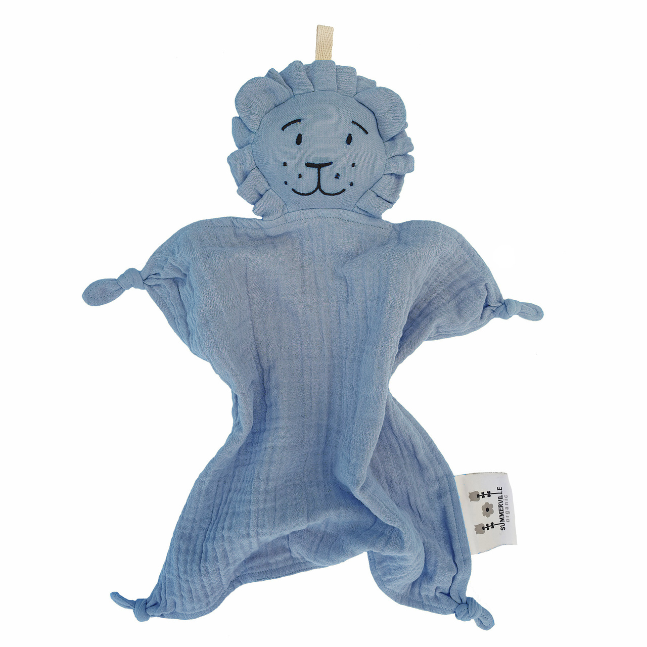 Snuttefilt lejon dusty blue GOTS
