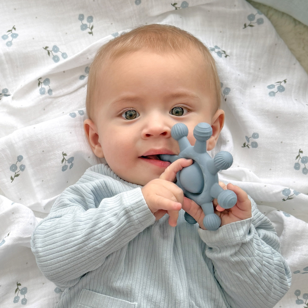 Teether toy circus dusty blue